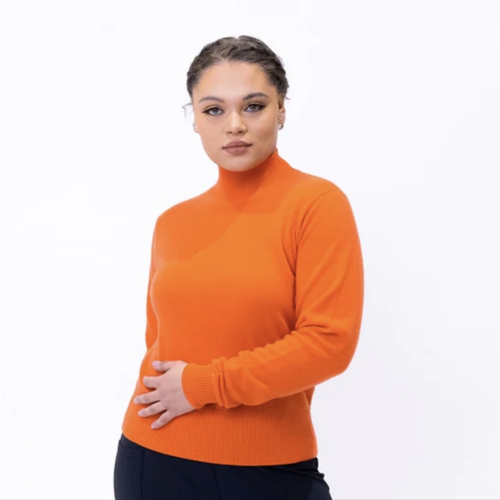 Sassy Jones Lola Cashmere Blend Turtle Neck Sweater - Burnt Orange